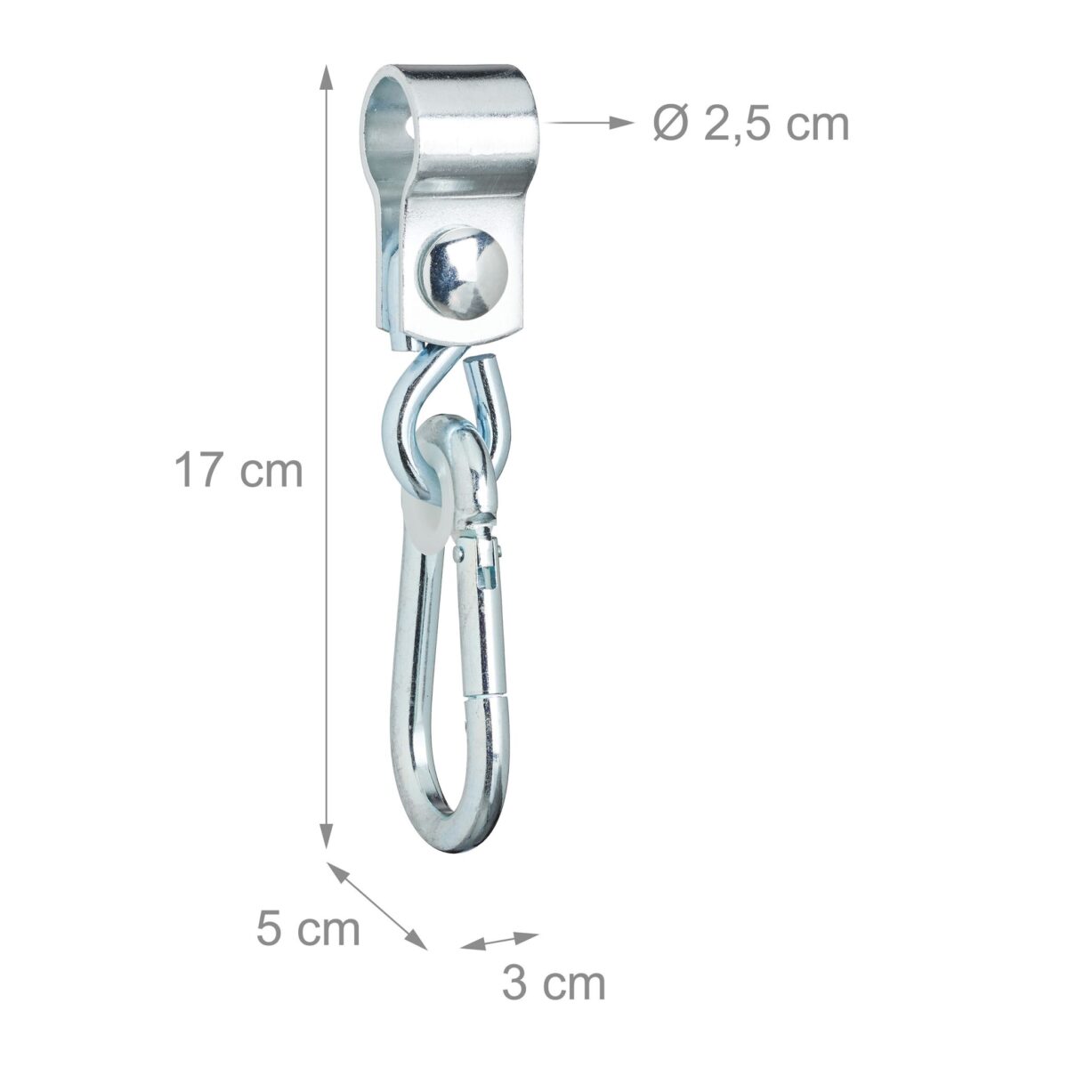 Set de 2 carlige, pentru leagan, cu carabiniere, ⌀ 2,5 cm, Relaxdays - imagine 4