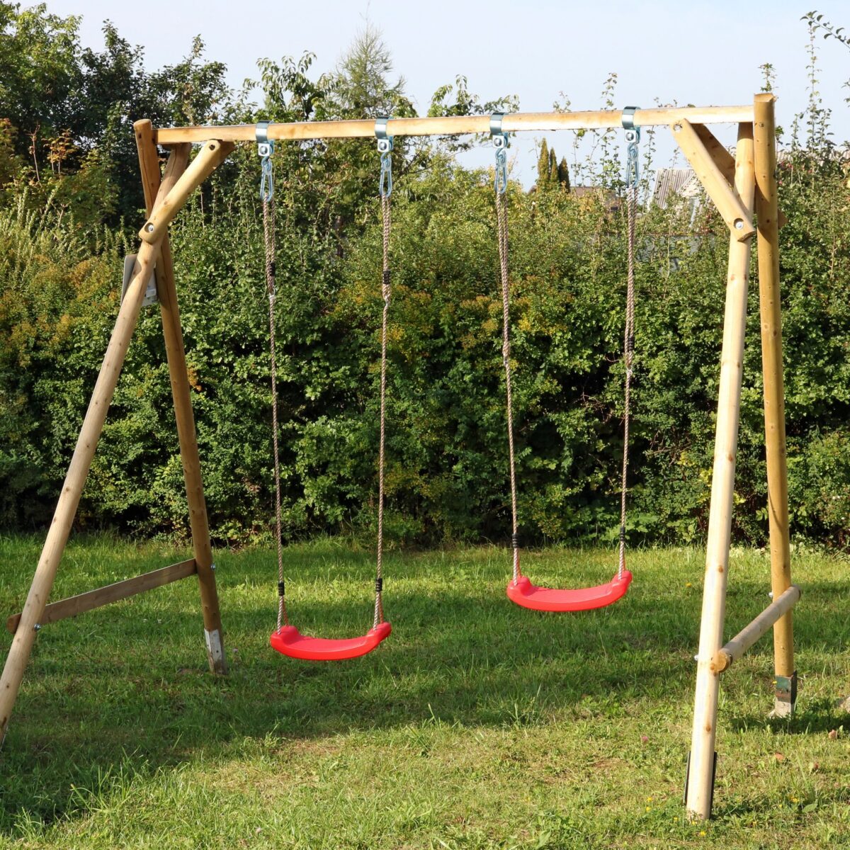 Set de 2 carlige, pentru leagan, cu carabiniere, ⌀ 5 cm, Relaxdays - imagine 5