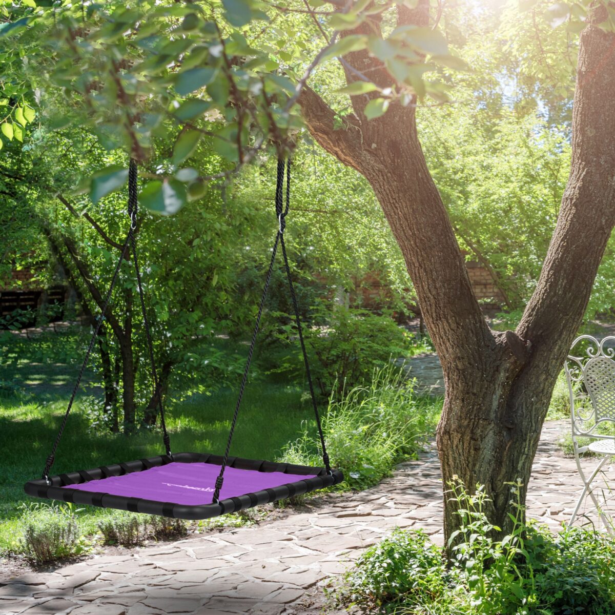 Leagan patrat tip cuib, 159 x 77 x 103 cm, mov, Relaxdays - imagine 2