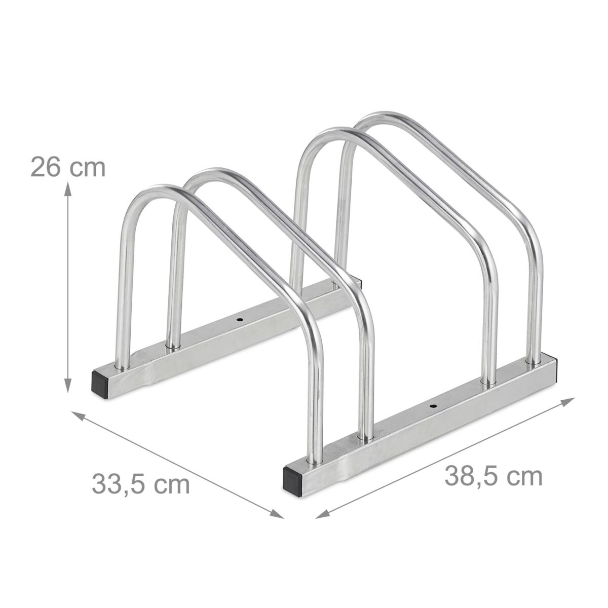 Suport pentru 2 biciclete, reglabil, fixare pe sol, otel, 26 x 38,5 x 33,5 cm, Relaxdays - imagine 4