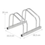 Suport pentru 2 biciclete, reglabil, fixare pe sol, otel, 26 x 38,5 x 33,5 cm, Relaxdays - imagine 4