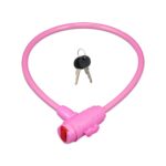 Lacat biciclete, cu cheie, pentru copii, lungime 70 cm, roz, Relaxdays