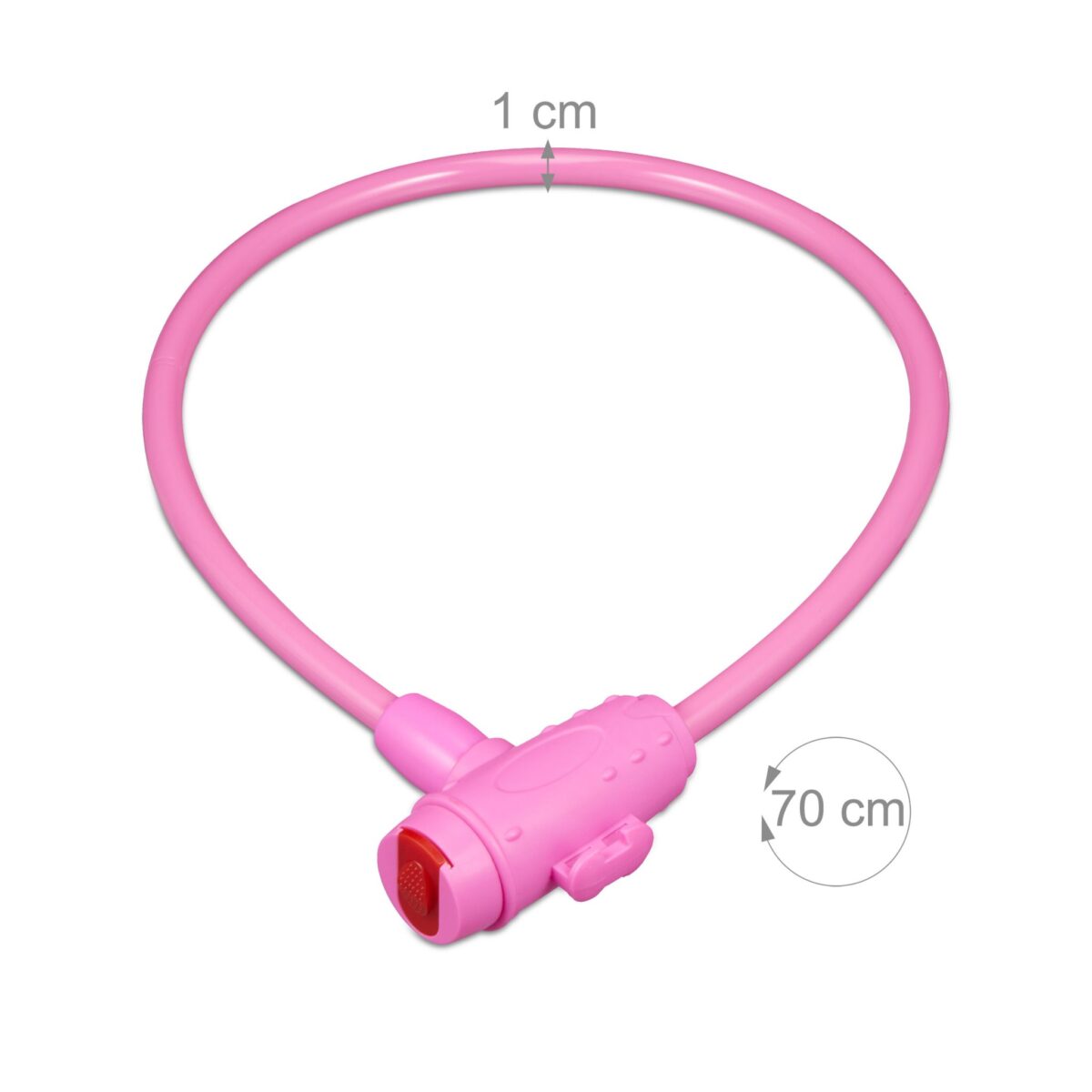 Lacat biciclete, cu cheie, pentru copii, lungime 70 cm, roz, Relaxdays - imagine 4