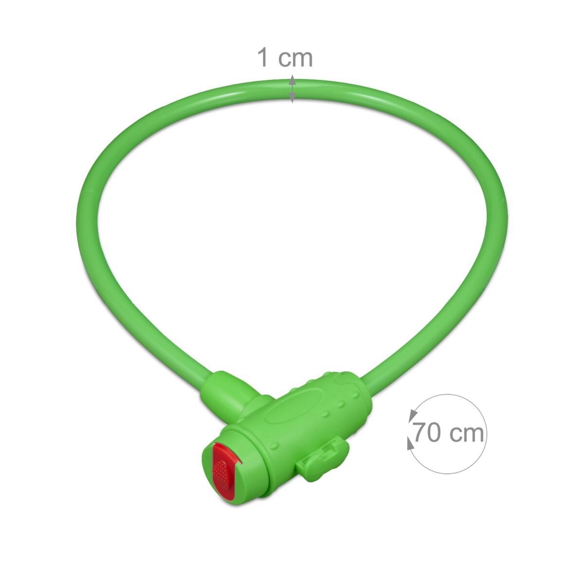 Lacat biciclete, cu cheie, pentru copii, lungime 70 cm, verde, Relaxdays - imagine 3