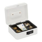 Caseta valori pentru bancnote si monede,  8,5 x 20 x 17 cm, alb