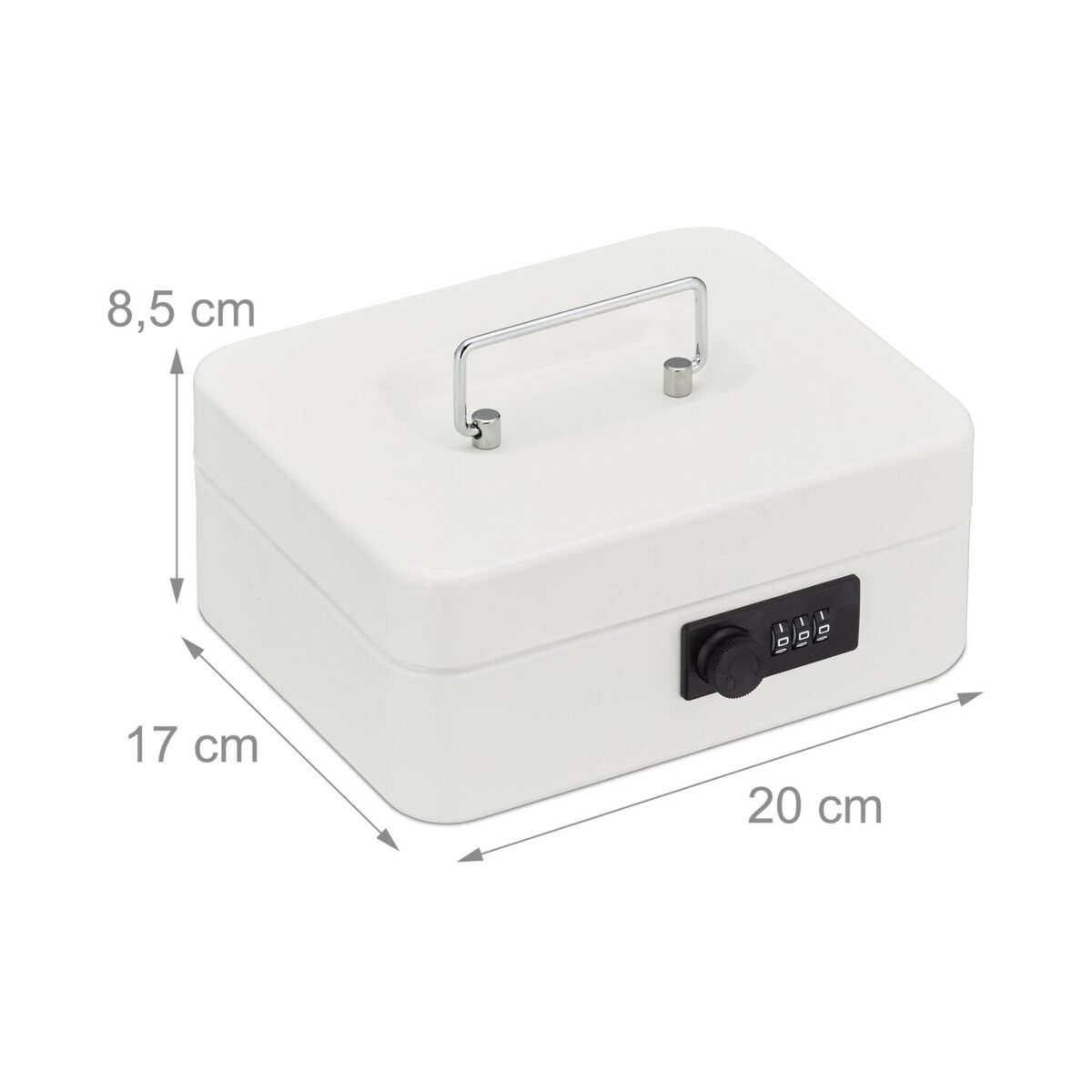 Caseta valori pentru bancnote si monede,  8,5 x 20 x 17 cm, alb - imagine 5