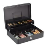 Caseta bani pentru monede si bancnote, 8,5 x 30,5 x 24,5 cm, gri