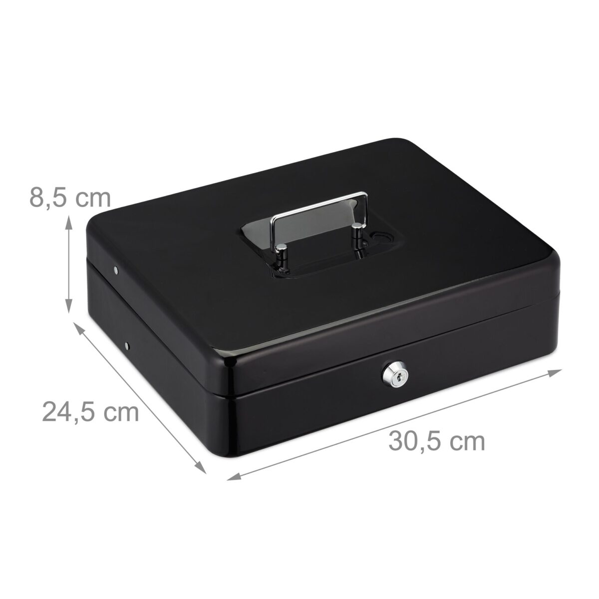 Caseta bani pentru monede si bancnote, 8,5 x 30,5 x 24,5 cm, negru - imagine 5