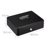 Caseta bani pentru monede si bancnote, 8,5 x 30,5 x 24,5 cm, negru - imagine 5