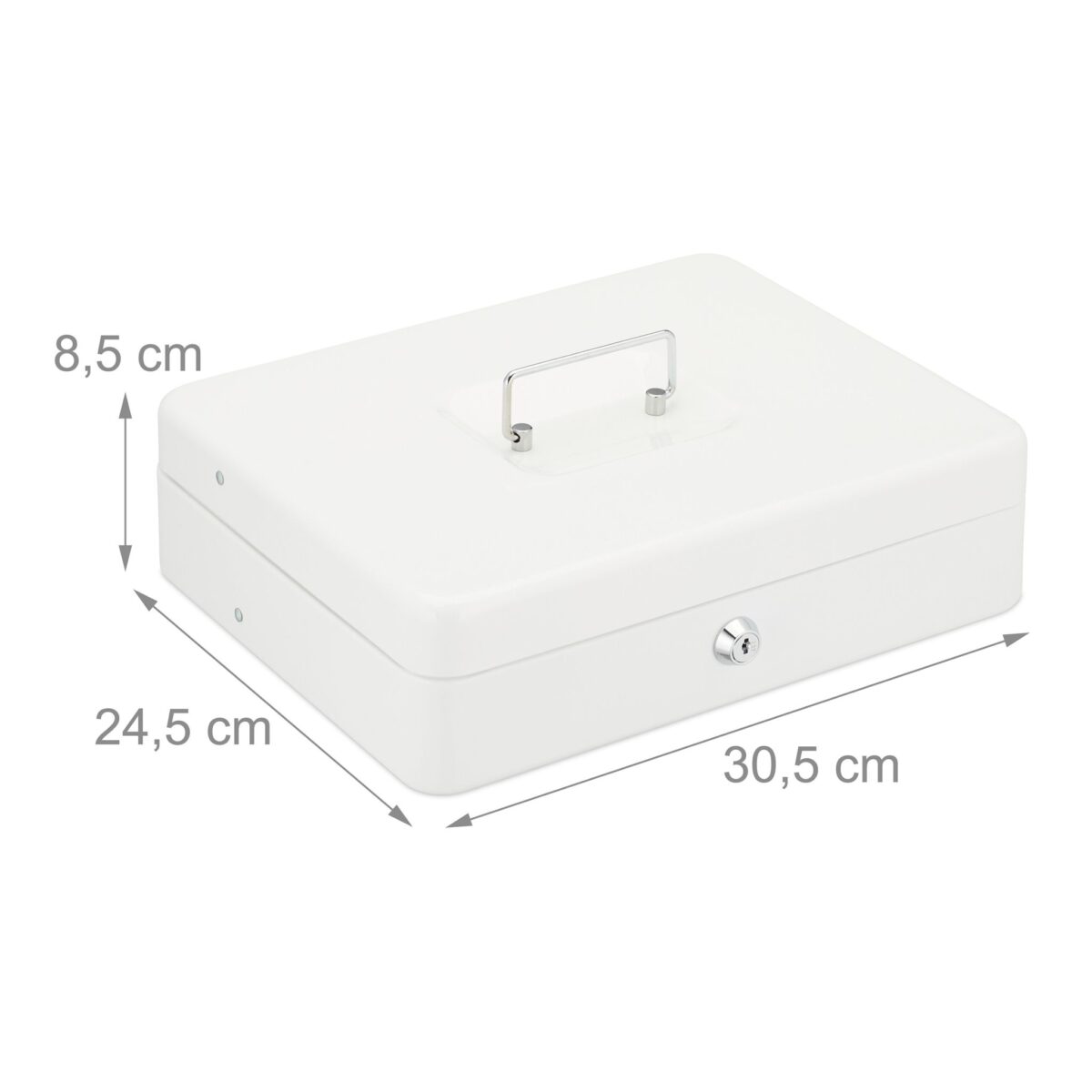 Caseta bani pentru monede si bancnote, 8,5 x 30,5 x 24,5 cm, alb - imagine 6