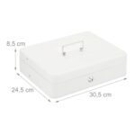 Caseta bani pentru monede si bancnote, 8,5 x 30,5 x 24,5 cm, alb - imagine 6