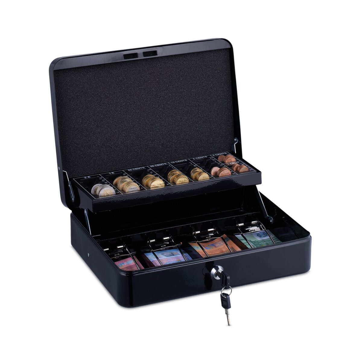 Caseta valori pentru bancnote si monede, 8,5 x 30,5 x 24,5 cm, negru - imagine 2
