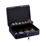 Caseta valori pentru bancnote si monede, 8,5 x 30,5 x 24,5 cm, negru