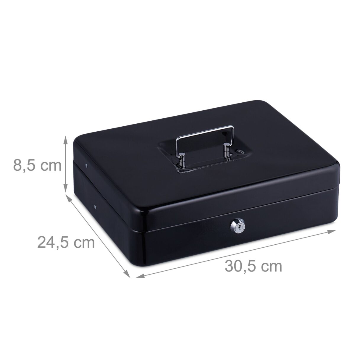 Caseta valori pentru bancnote si monede, 8,5 x 30,5 x 24,5 cm, negru - imagine 5