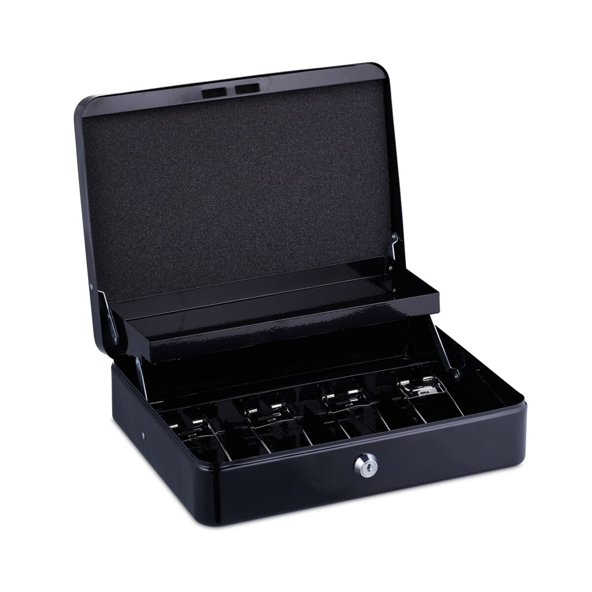 Caseta valori pentru bancnote si monede, 8,5 x 30,5 x 24,5 cm, negru - imagine 6