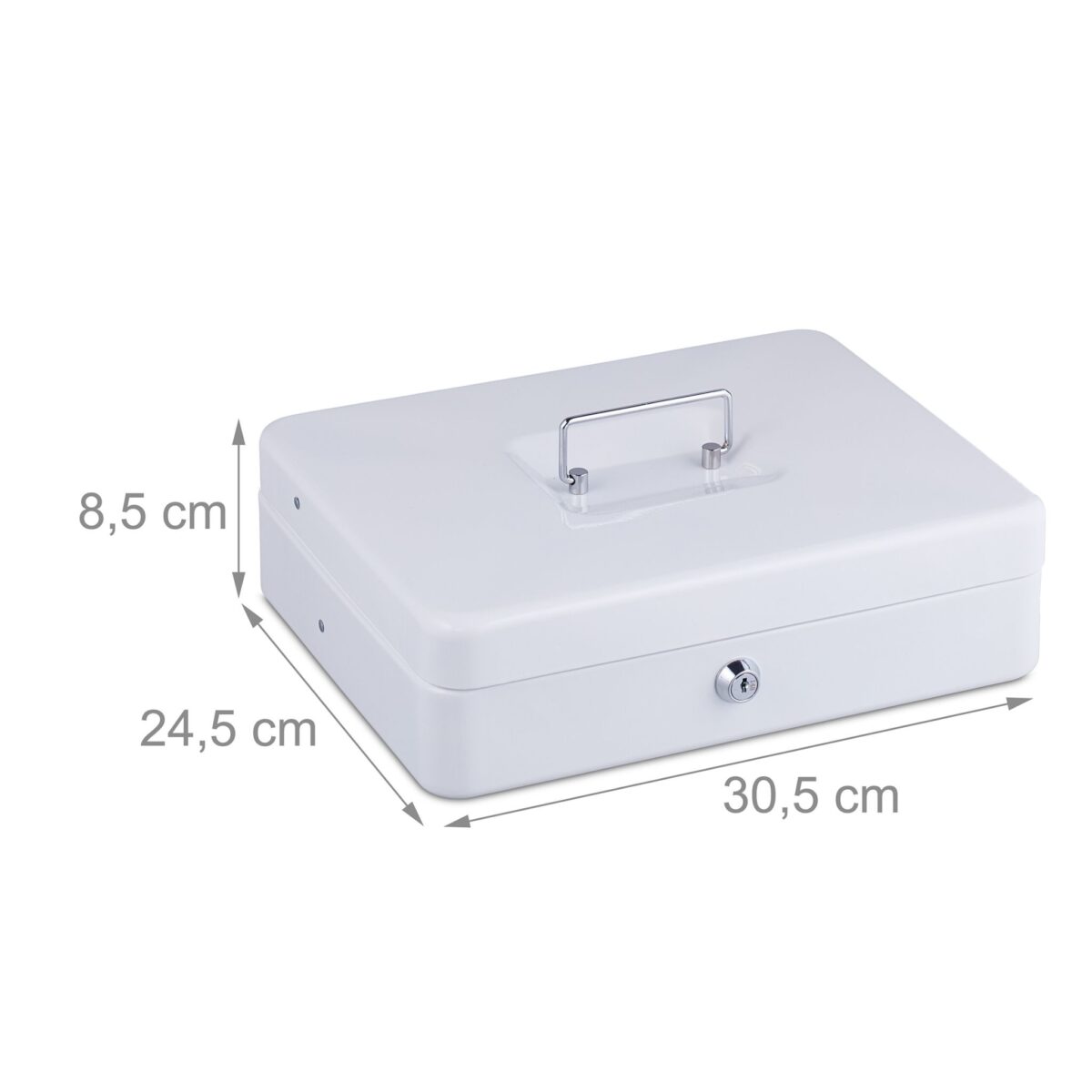 Caseta valori pentru bancnote si monede, 8,5 x 30,5 x 24,5 cm, alb - imagine 5