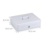 Caseta valori pentru bancnote si monede, 8,5 x 30,5 x 24,5 cm, alb - imagine 5