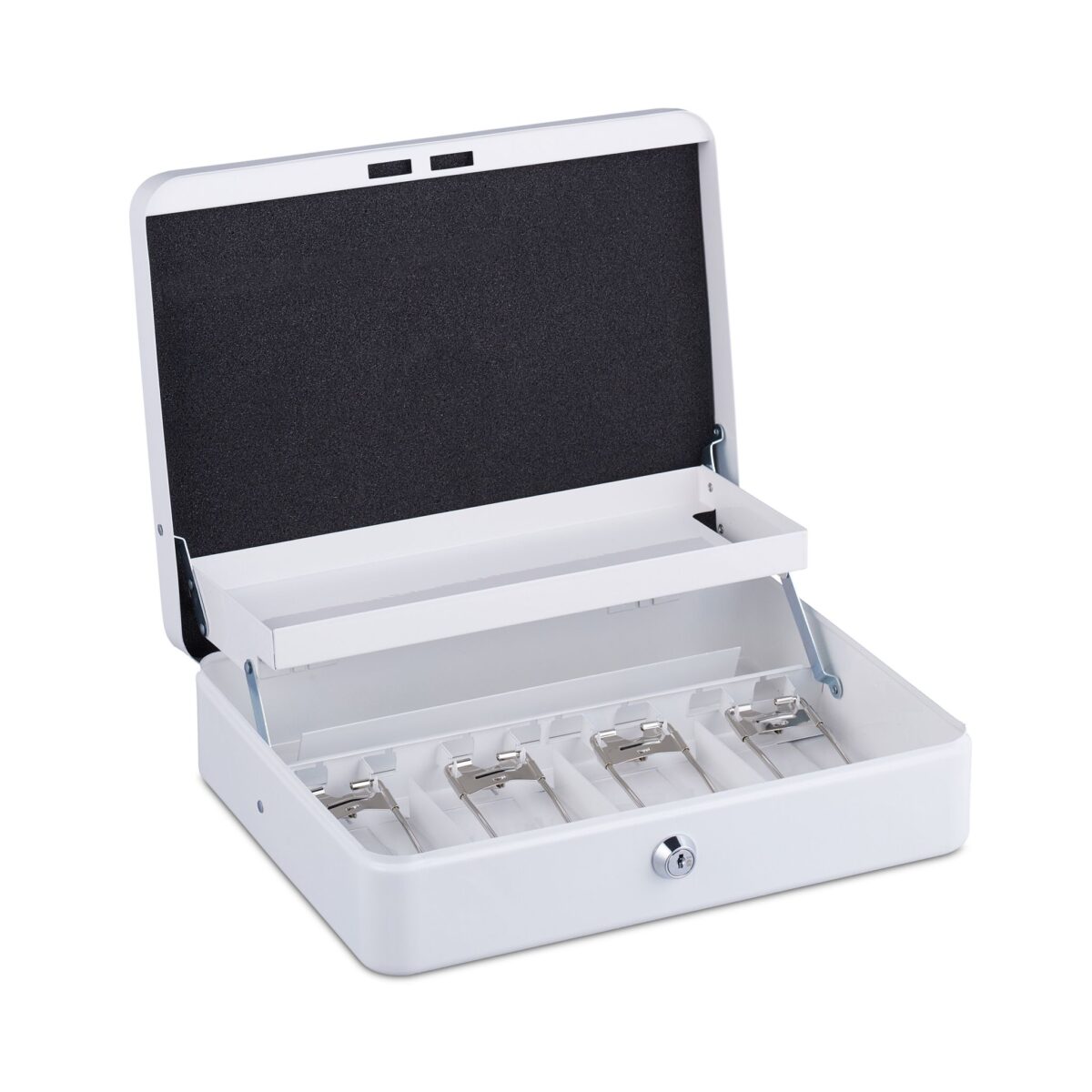 Caseta valori pentru bancnote si monede, 8,5 x 30,5 x 24,5 cm, alb - imagine 6