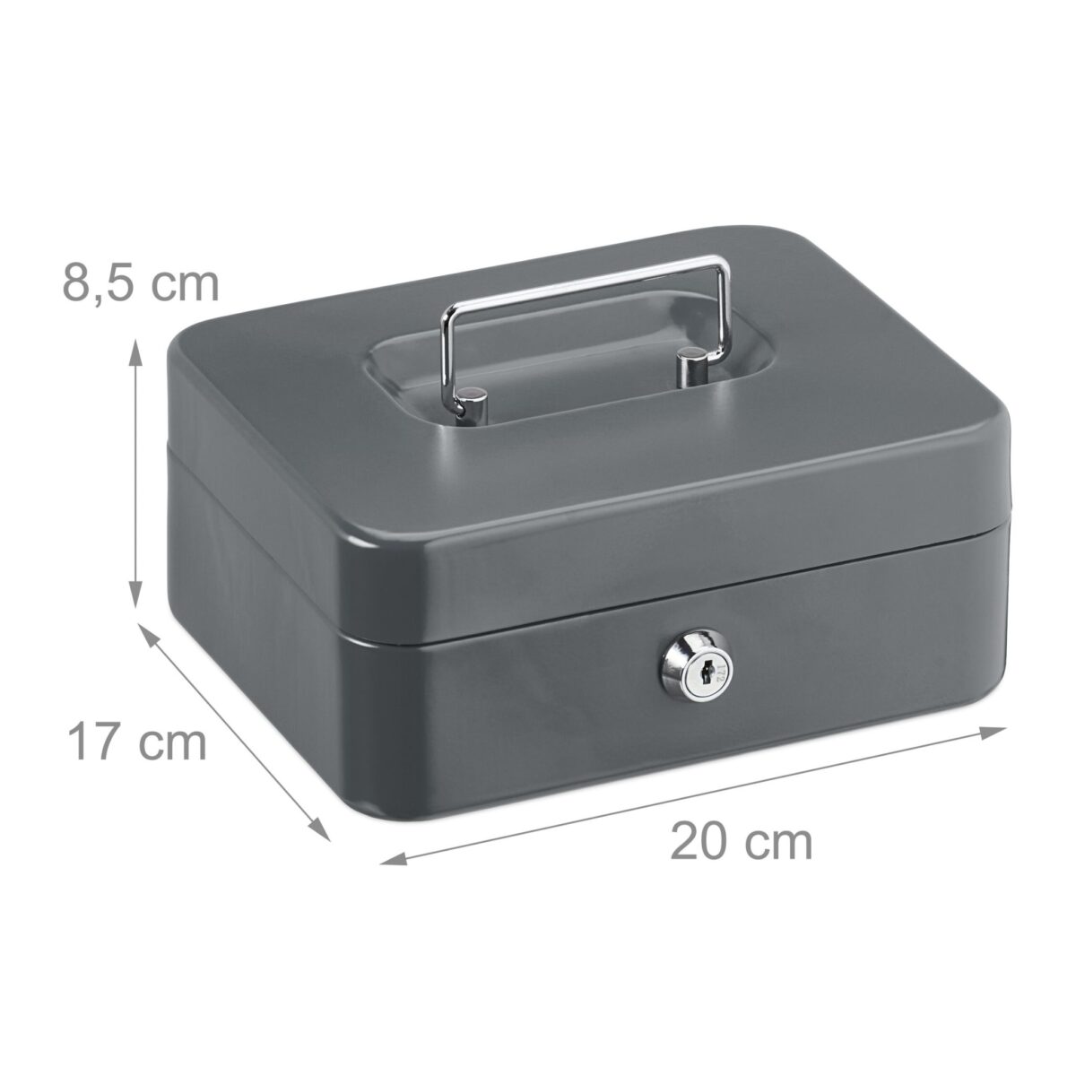 Caseta valori pentru bancnote si monede, 8,5 x 20 x 17 cm, gri - imagine 7