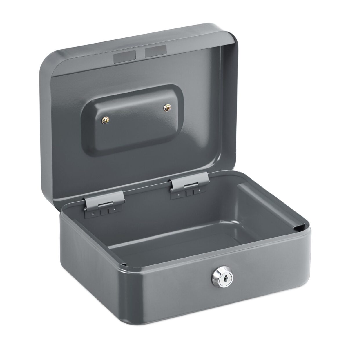 Caseta valori pentru bancnote si monede, 8,5 x 20 x 17 cm, gri - imagine 2