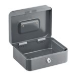 Caseta valori pentru bancnote si monede, 8,5 x 20 x 17 cm, gri - imagine 2