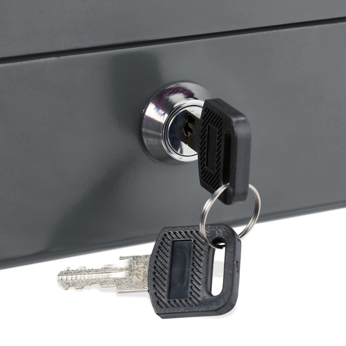 Caseta valori pentru bancnote si monede, 8,5 x 20 x 17 cm, gri - imagine 3