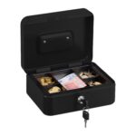 Caseta valori pentru bancnote si monede, 8,5 x 20 x 17 cm, negru