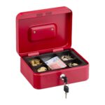 Caseta valori pentru bancnote si monede, 8,5 x 20 x 17 cm, rosu
