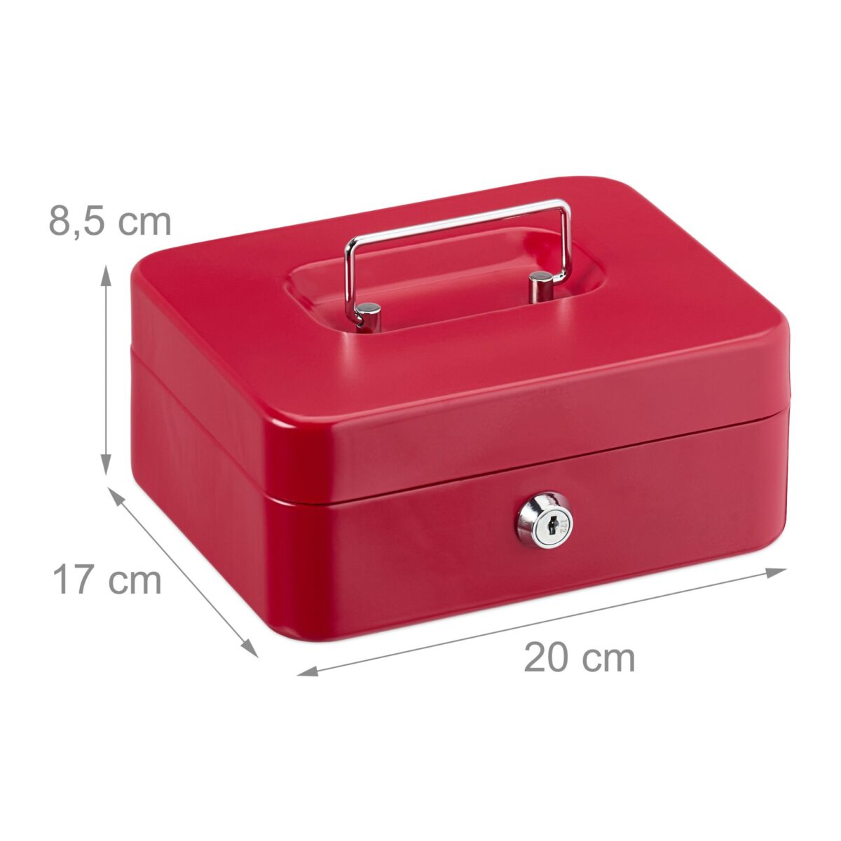 Caseta valori pentru bancnote si monede, 8,5 x 20 x 17 cm, rosu - imagine 5
