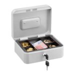 Caseta valori pentru bancnote si monede, 8,5 x 20 x 17 cm, alb