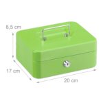 Caseta valori pentru bancnote si monede, 8,5 x 20 x 17 cm, verde - imagine 4