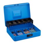 Caseta valori pentru bancnote si monede, 8,5 x 30,5 x 24,5 cm, albastru