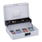 Caseta valori pentru bancnote si monede, 8,5 x 30,5 x 24,5 cm, alb