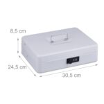 Caseta valori pentru bancnote si monede, 8,5 x 30,5 x 24,5 cm, alb - imagine 6