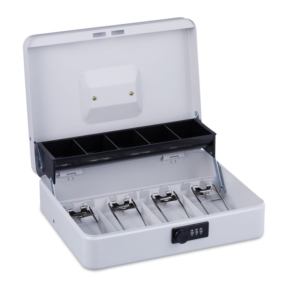 Caseta valori pentru bancnote si monede, 8,5 x 30,5 x 24,5 cm, alb - imagine 7