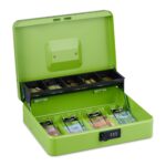 Caseta valori pentru bancnote si monede, 8,5 x 30,5 x 24,5 cm, verde