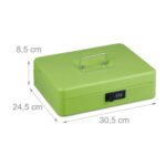 Caseta valori pentru bancnote si monede, 8,5 x 30,5 x 24,5 cm, verde - imagine 5