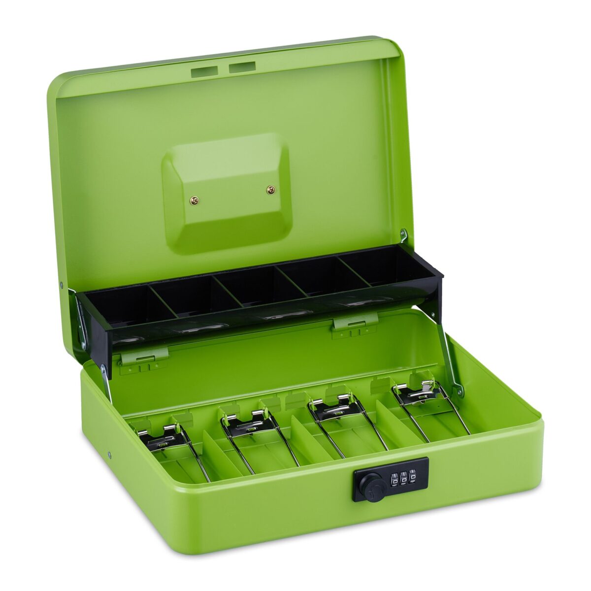 Caseta valori pentru bancnote si monede, 8,5 x 30,5 x 24,5 cm, verde - imagine 6
