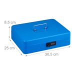 Caseta valori pentru bancnote si monede, 8,5 x 30,5 x 25 cm, albastru - imagine 4