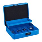 Caseta valori pentru bancnote si monede, 8,5 x 30,5 x 25 cm, albastru - imagine 6