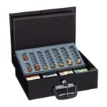 Caseta valori pentru bancnote si tabla de numarare euro, 11,5 x 36 x 28,5 cm, negru