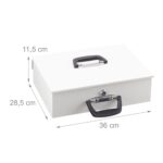Caseta valori pentru bancnote si tabla de numarare euro, 11,5 x 36 x 28,5 cm, alb - imagine 5