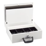 Caseta valori pentru bancnote si tabla de numarare euro, 11,5 x 36 x 28,5 cm, alb - imagine 7