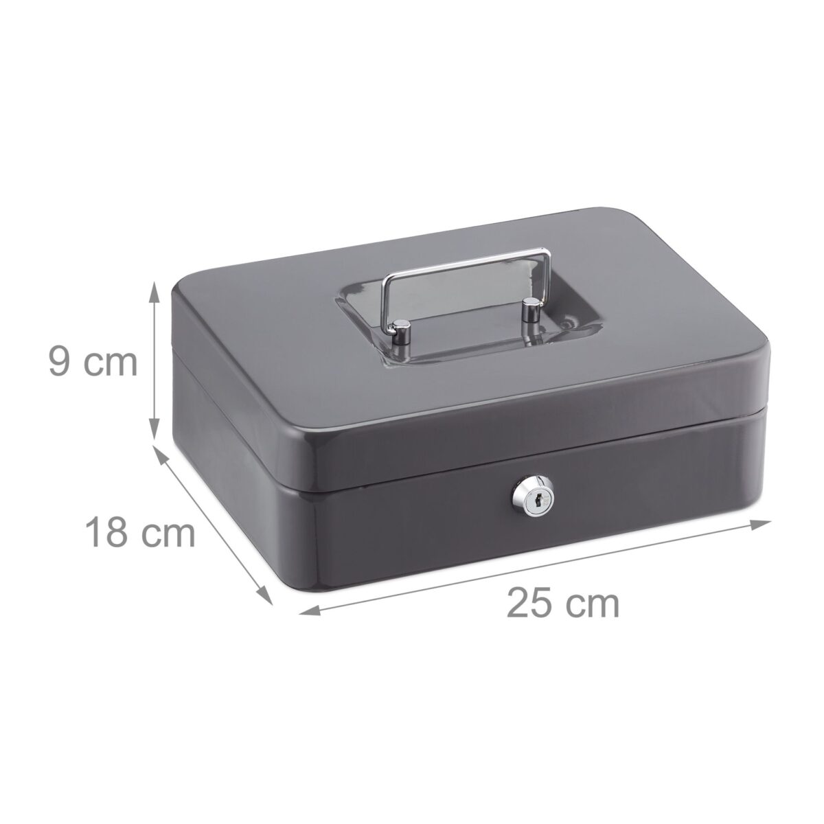 Caseta bani pentru monede si bancnote, gri, dimensiuni 9 x 25 x 18 cm - imagine 5
