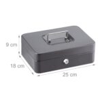 Caseta bani pentru monede si bancnote, gri, dimensiuni 9 x 25 x 18 cm - imagine 5