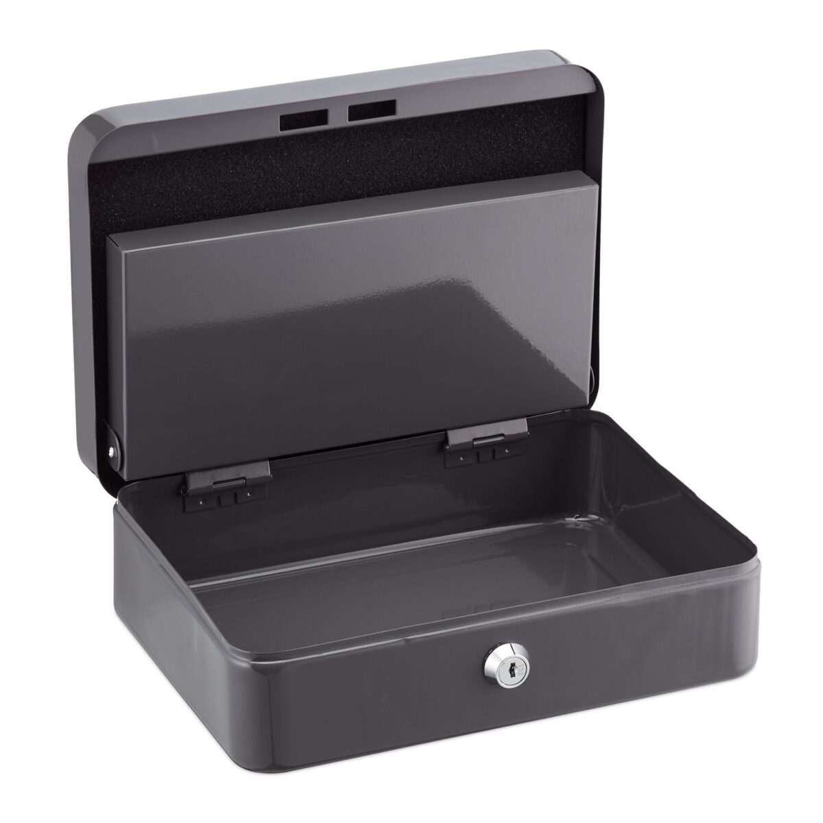Caseta bani pentru monede si bancnote, gri, dimensiuni 9 x 25 x 18 cm - imagine 7