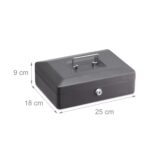 Caseta bani pentru monede si bancnote, 9 x 25 x 18 cm, gri - imagine 6