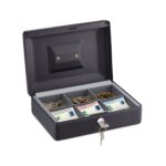 Caseta bani pentru monede si bancnote, 9 x 25 x 18 cm, antracit
