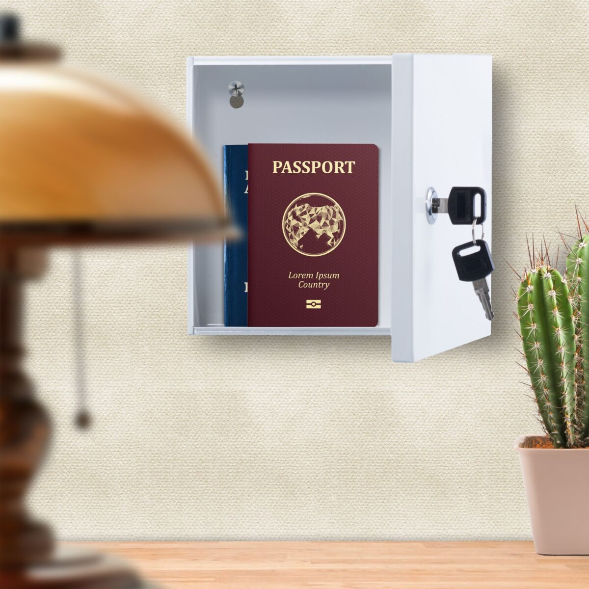 Caseta valori pentru bancnote, monede, acte, 6 x 17 x 17,5 cm, gri - imagine 5
