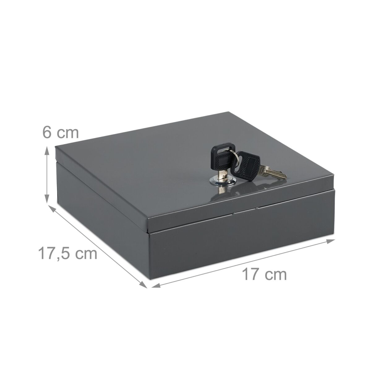 Caseta valori pentru bancnote, monede, acte, 6 x 17 x 17,5 cm, gri - imagine 6